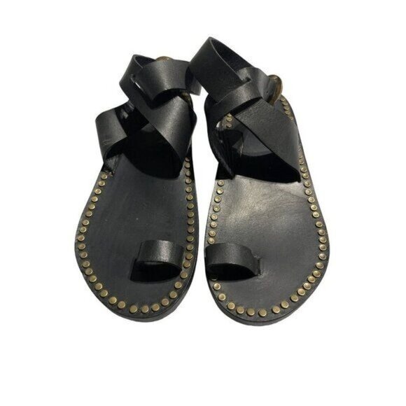 Beek Crossed Ankle Strap Toe Loop Sandal Black Size 6MSRP $390 - Picture 1 of 5